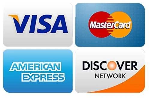 Visa, MasterCard, American Express, Discover